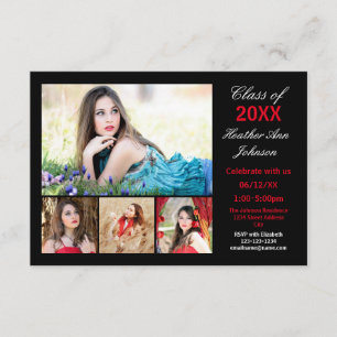 5 Photos Collage - 3x5 Graduation Announcement