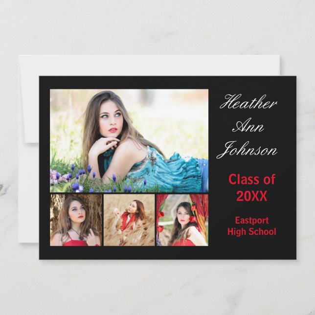 5 Photos Collage - Graduation Announcement (Front)