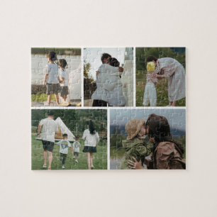 5 Photos Collage Personalized Family Jigsaw Puzzle