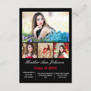 5 Photos Collage Vertical - 3x5 Grad Announcement