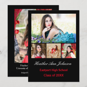 5 Photos Collage Vertical - Grad  Announcement
