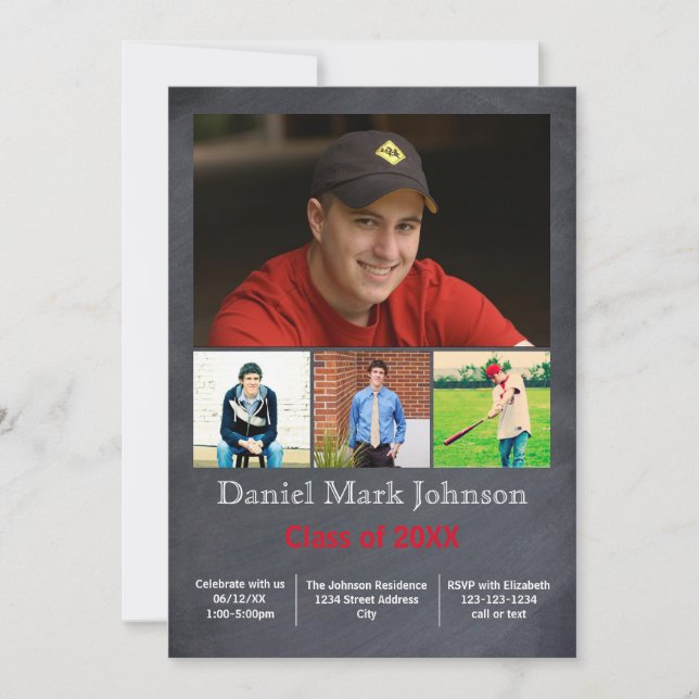 5 Photos Collage Vertical - Grad Announcement (Front)