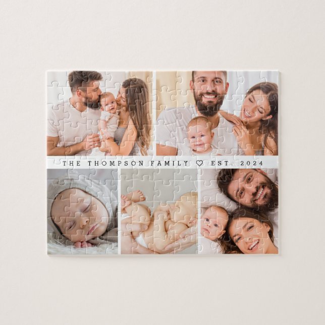 5 Photos Gallery Family Collage Personalized Jigsaw Puzzle (Horizontal)