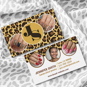 5 Photos Nails Template Leopard Print Rockabilly Business Card