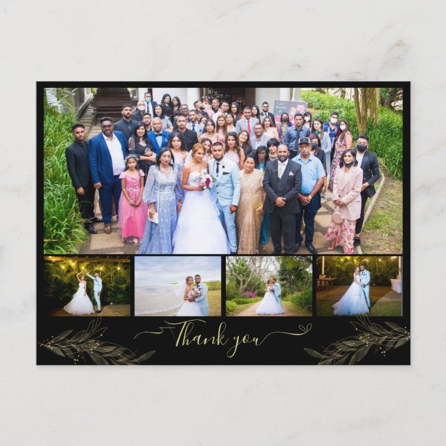 5 photos personalized thank you card template (Front)