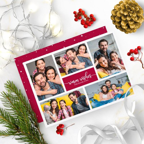 5 Photos Warm Wishes Simple Cute Collage Christmas Invitation