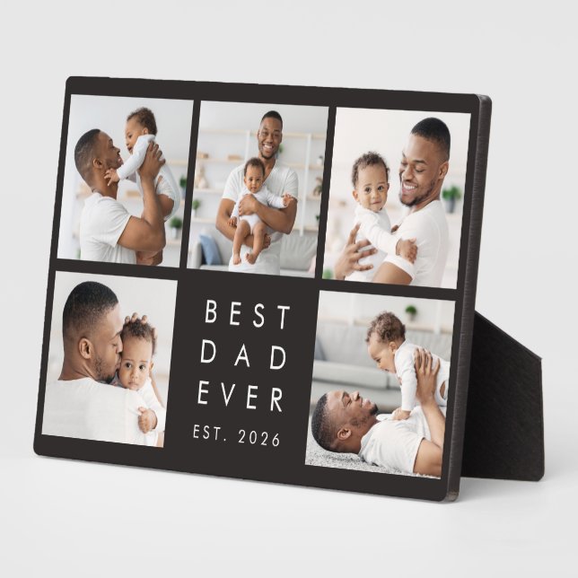 5 Photos Year Established Best Dad Ever  Plaque (Side)