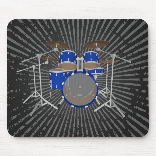 5 Piece Drum Kit - Blue Finish - Drums Mousepad (Front)