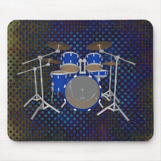 5 Piece Drum Kit - Blue Finish - Drums Mousepad (Front)