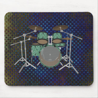 5 Piece Drum Kit - Custom Green Drums - Mousepad
