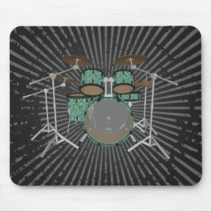 5 Piece Drum Kit - Custom Green Drums - Mousepad