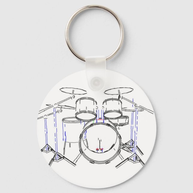 5 Piece Drum Kit: Marker Drawing: Keychain (Front)