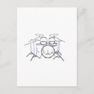 5 Piece Drum Kit: Marker Drawing: Postcard