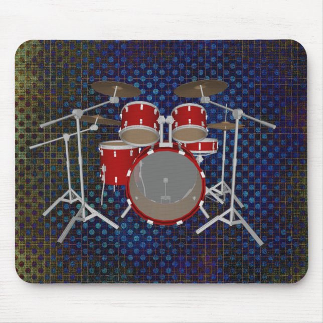 5 Piece Drum Kit - Red Finish - Drums Mousepad (Front)