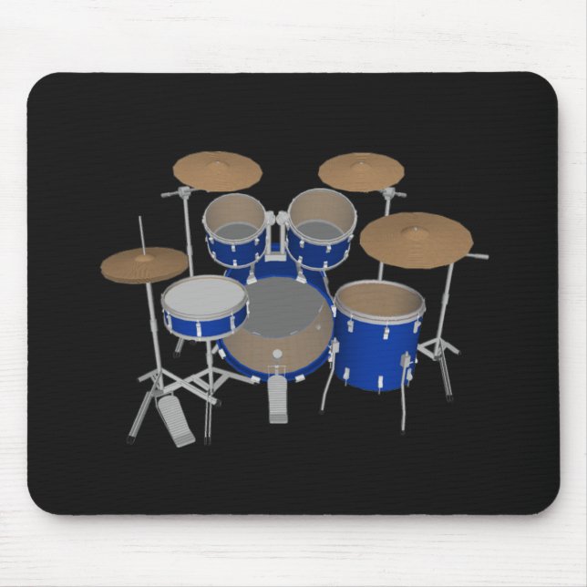 5 Piece Drum Set - Blue Finish - Black Mousepad (Front)