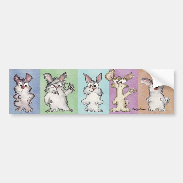 5 Rainbow Rabbits Bumper Sticker (Front)