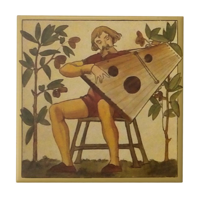 #5 Repro Copeland Medieval Minstrels Music Theme Ceramic Tile (Front)