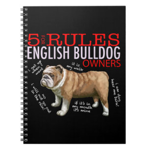 5 Rules for English bulldog Owners Bulldog Dad Mom Notebook