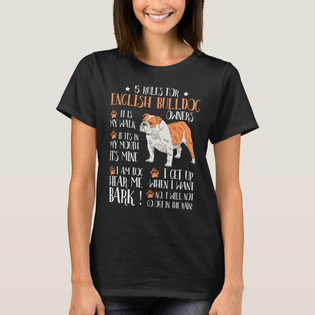 5 Rules for English bulldog Owners t-shirt men wom (Front)