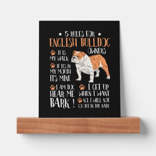 5 Rules for English bulldog Owners t_shirt men wom Picture Ledge