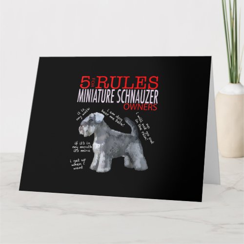 5 Rules for Miniature Schnauzer Owners tee shirt T Card