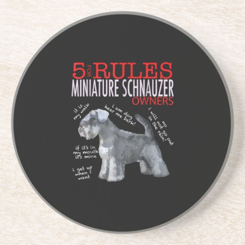 5 Rules for Miniature Schnauzer Owners tee shirt T Coaster