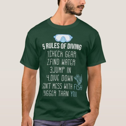 5 Rules Of Diving Scuba Diving Diver T_Shirt