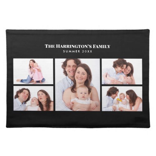 5 Sections Custom Photo Simple Elegant Black Frame Cloth Placemat