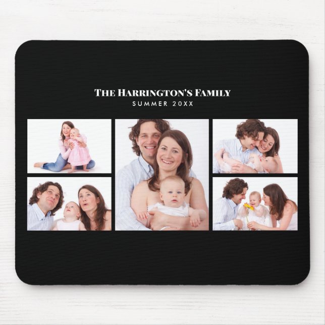 5 Sections Custom Photo Simple Elegant Black Frame Mouse Pad (Front)