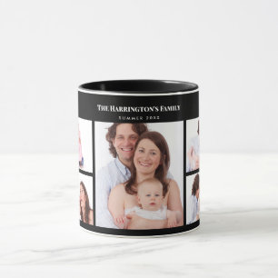 5 Sections Custom Photo Simple Elegant Black Frame Mug