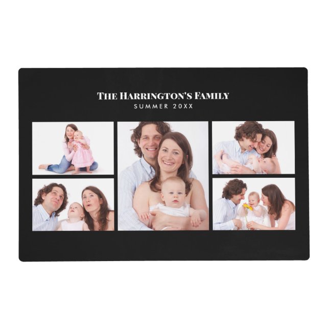 5 Sections Custom Photo Simple Elegant Black Frame Placemat (Front)