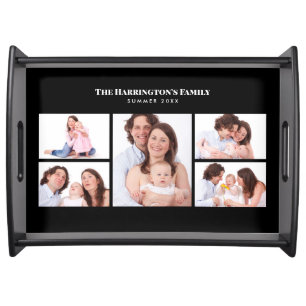 5 Sections Custom Photo Simple Elegant Black Frame Serving Tray