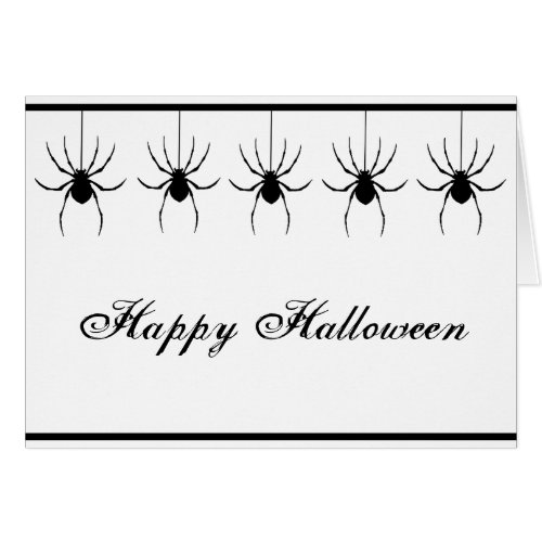 5 Silhouette Spiders Hanging Halloween Card