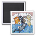 5 Sleepy Kittens - Cat Art Magnet