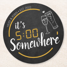 5 Somewhere Wedding Shower Drink Coaster Favor