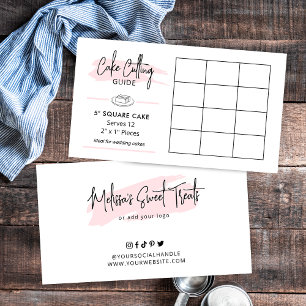 5" Square Cake Cutting Instructions 2x1 Portions Enclosure Card