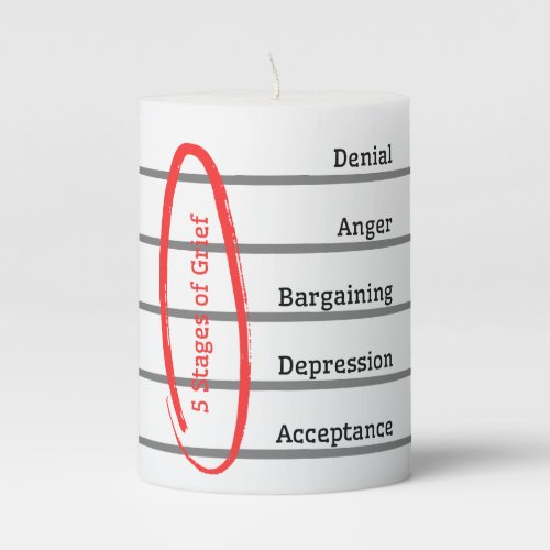 5 stages of Grief Unscented Candle 40 hours II Pillar Candle