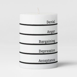 5 stages of Grief Unscented Candle, 40 hours Pillar Candle