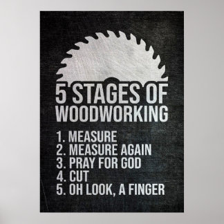 5 Stages of Woodworking Poster