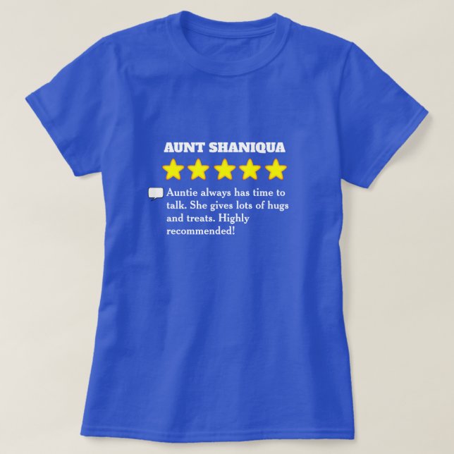 5 Star Aunt Review T-Shirt (Design Front)
