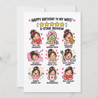 5 Star Birthday Card for Wife Funny Marriage Card