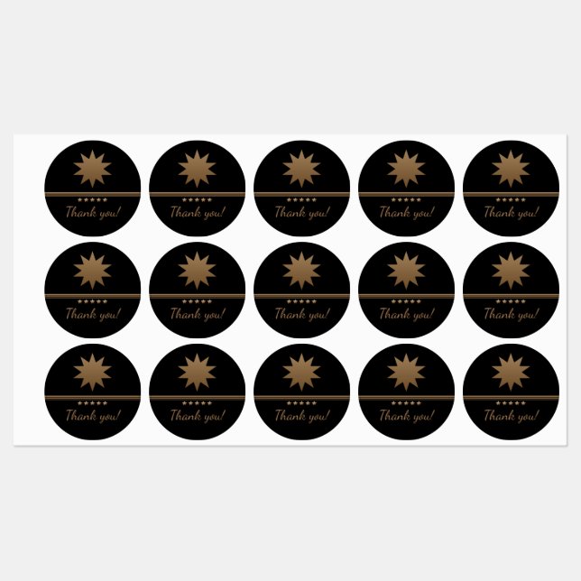 5 Star Brushed Gold Black Professional Labels (Sheet)