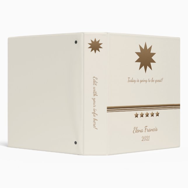 5 Star Brushed Gold & Cream 3 Ring Binder (Background)