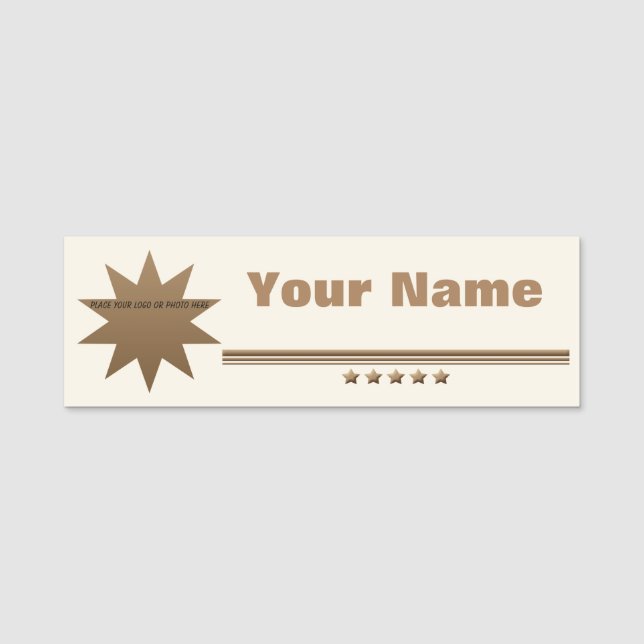 5 Star Brushed Gold Professional Classic Name Tag (Front)