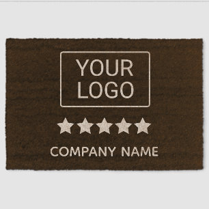 5 Star Business Logo Minimal Professional Black Fiber Doormat
