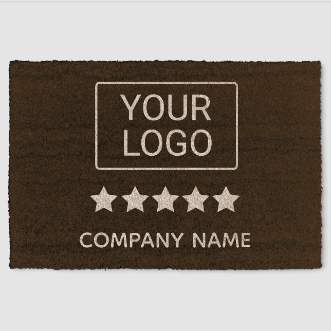 5 Star Business Logo Minimal Professional Black Fiber Doormat (Front)