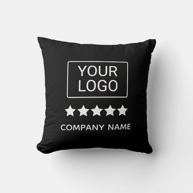 5 Star Business Logo Minimal Professional Black Throw Pillow (Front)