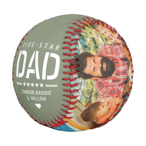 5 STAR DAD Modern Cool 2 Photo Fathers Day Baseball