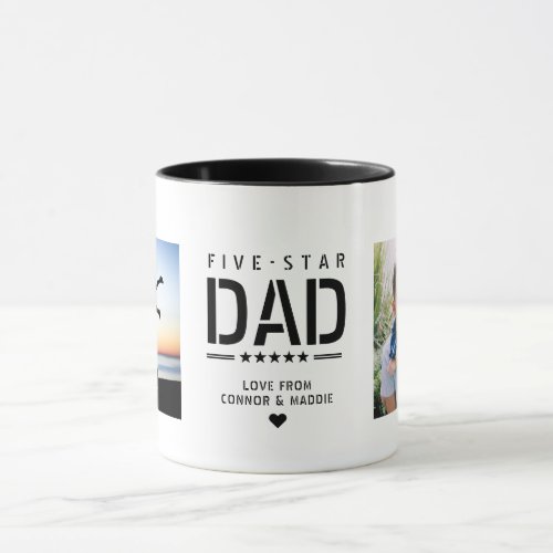 5 STAR DAD Modern Cool 2 Photo Fathers Day Mug