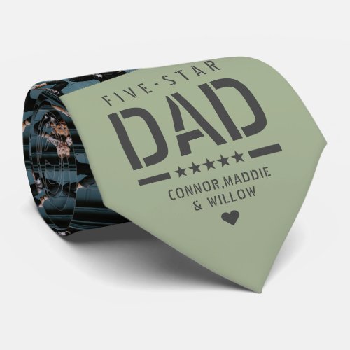 5 STAR DAD Modern Cool 2 Photo Fathers Day Neck Tie